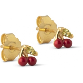 Enamel Earring Stud Cherry